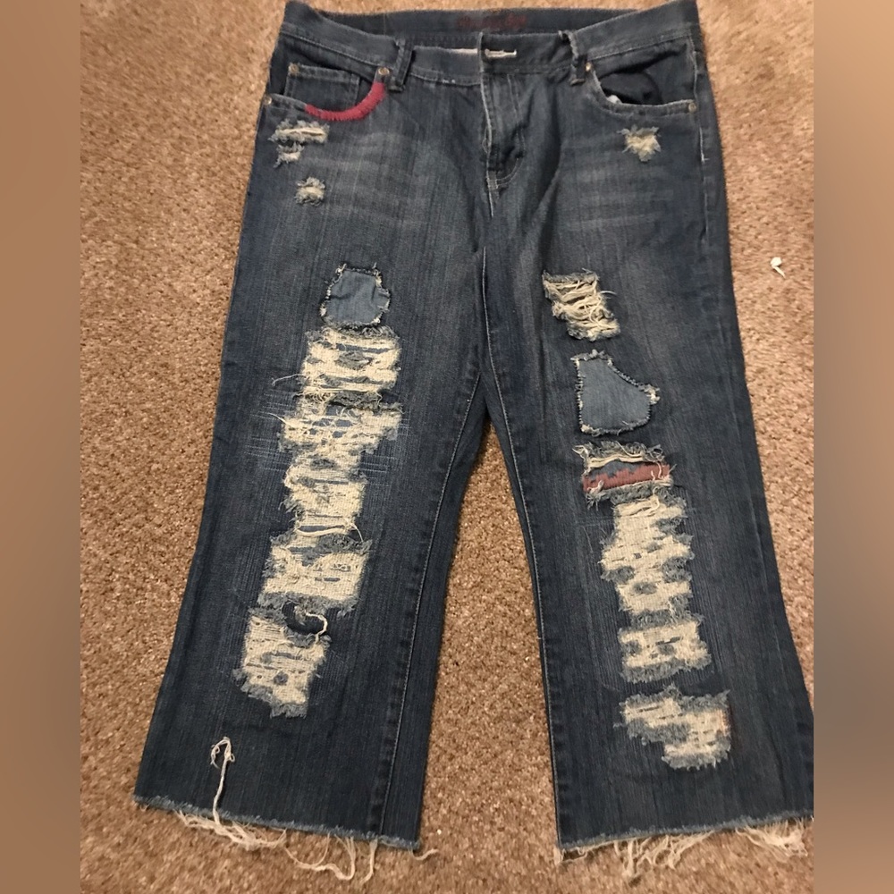 Abercrombie and finch stretch capris blue denim size 12